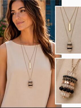 Gold tone 2 pendant necklace